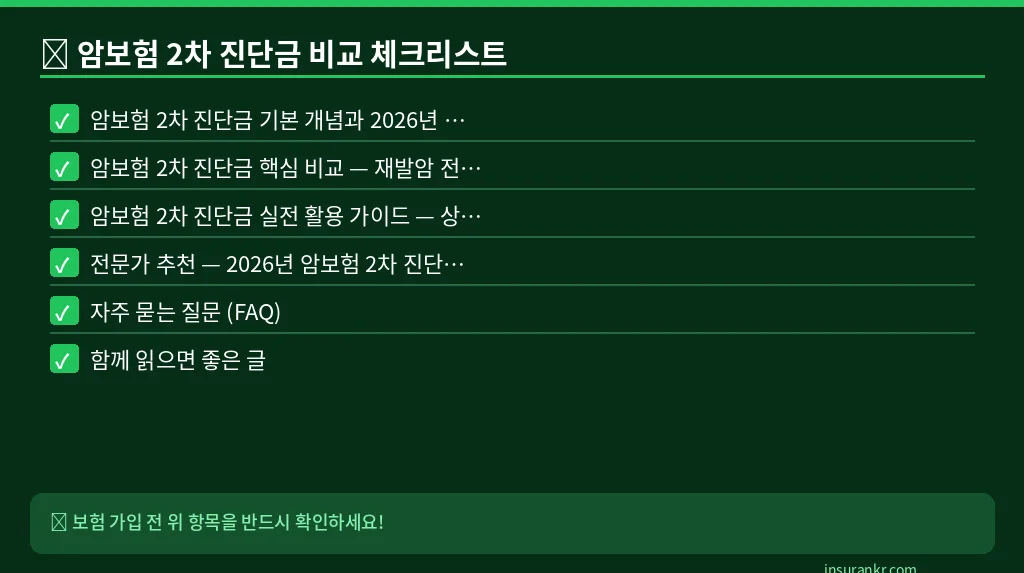 암보험 2차 진단금 비교 체크리스트