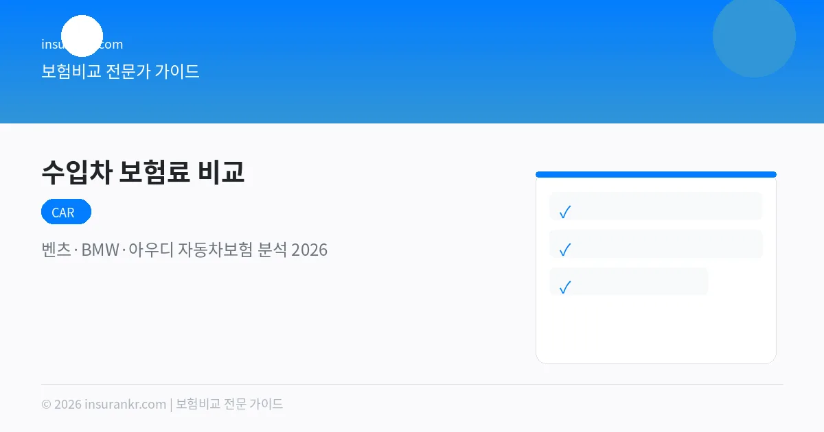 수입차 보험료 비교 — 벤츠·BMW·아우디 자동차보험 분석 2026