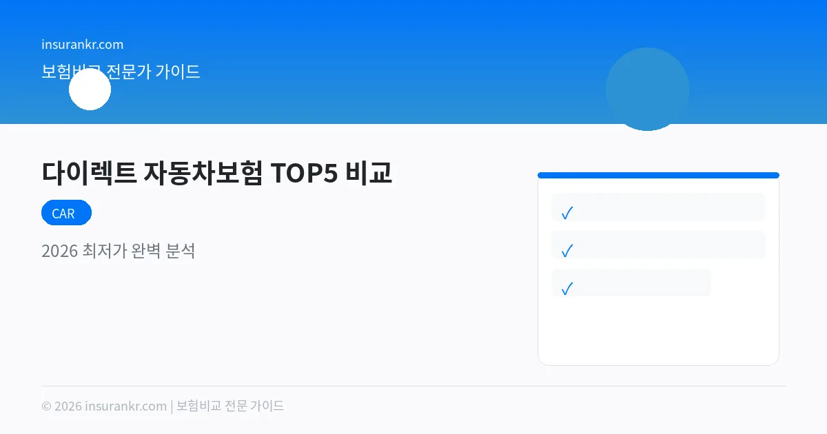 다이렉트 자동차보험 TOP5 비교 — 2026 최저가 완벽 분석