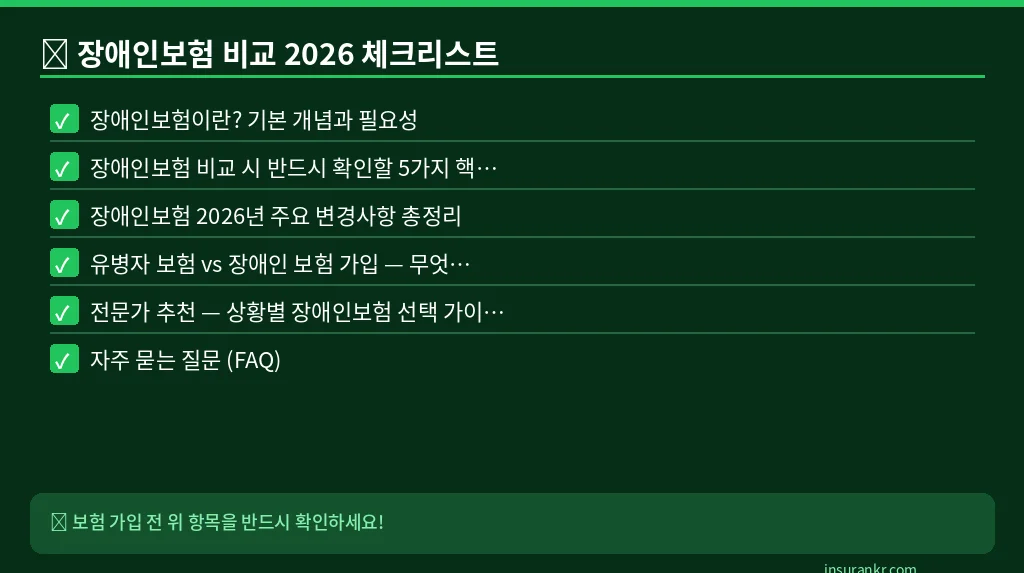 장애인보험 비교 2026 체크리스트