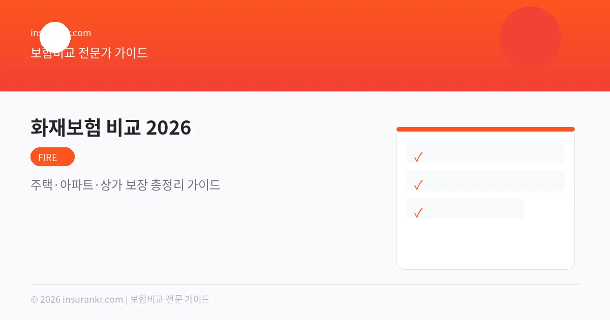 화재보험 비교 — 아파트도 필요할까? 연 3만원이면 1억 보장