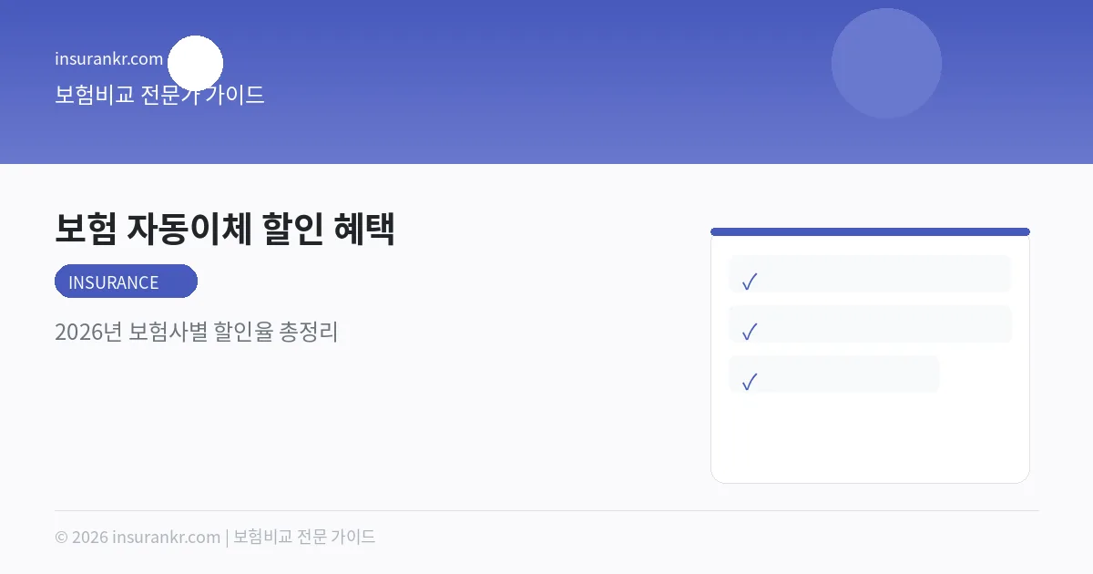 보험 자동이체 할인 혜택 — 2026년 보험사별 할인율 총정리