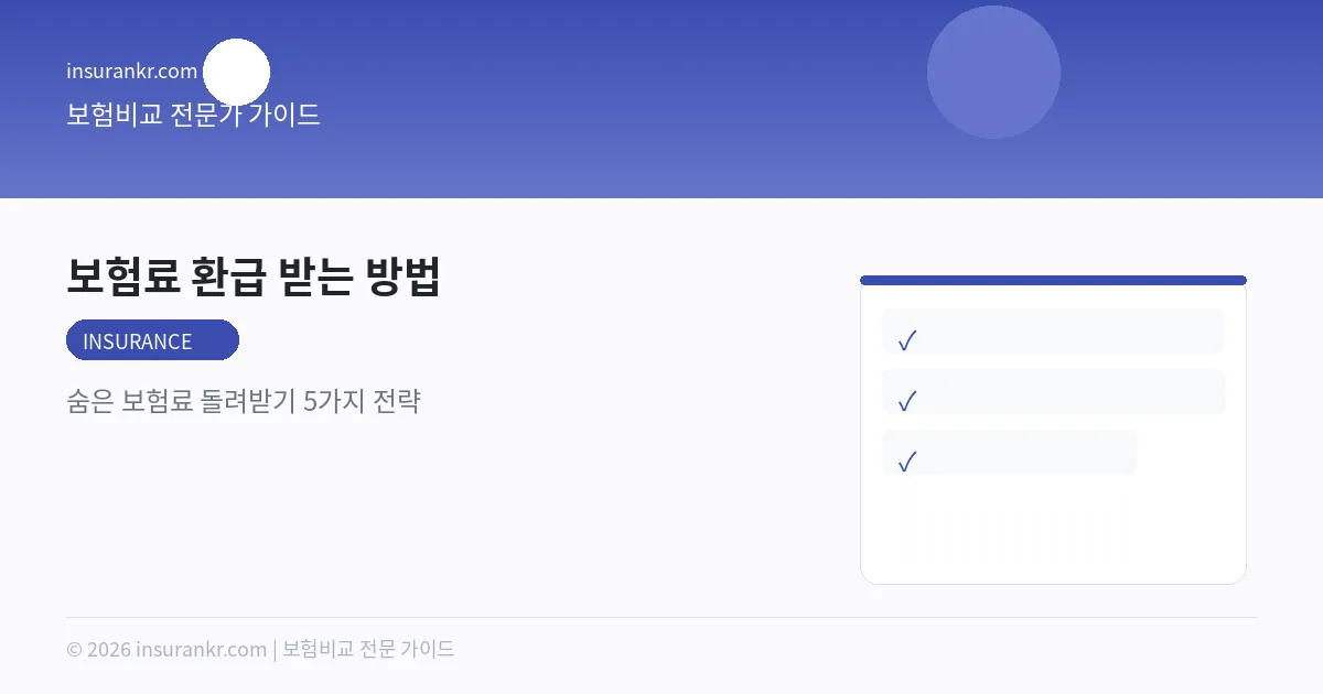 보험료 환급 받는 방법 — 숨은 보험료 돌려받기 5가지 전략