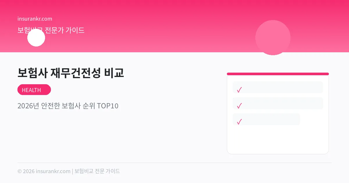 보험사 재무건전성 비교 — 2026년 안전한 보험사 순위 TOP10