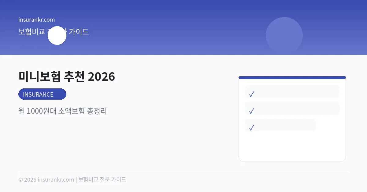 미니보험 추천 2026 — 월 1000원대 소액보험 총정리