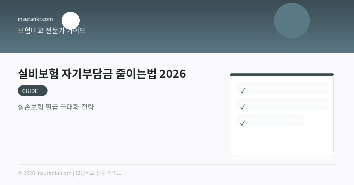 실비보험 자기부담금 줄이는법 2026 — 실손보험 환급 극대화 전략